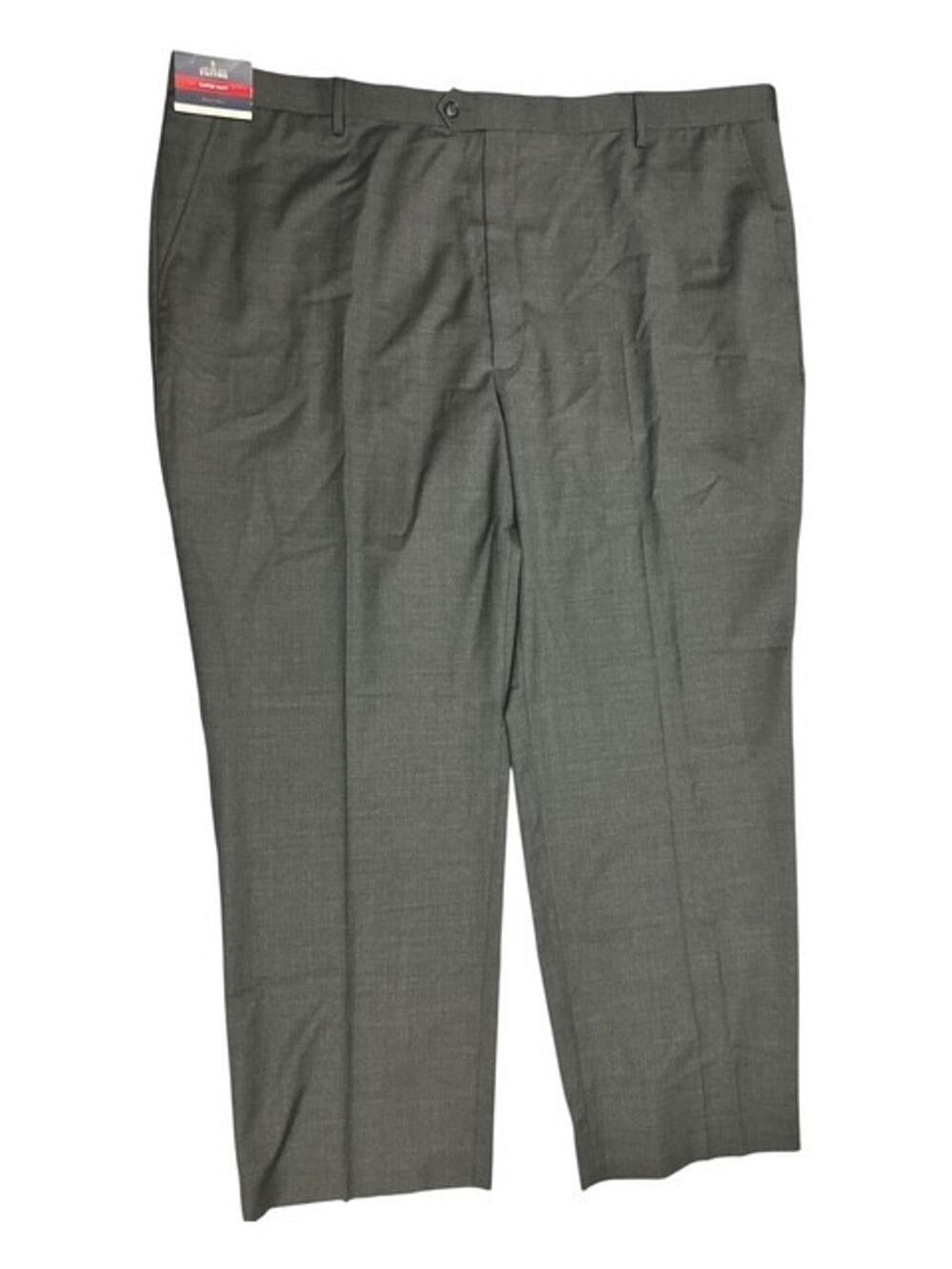 Stafford 52x32 Dress Pants Gray Super Suit Wool Flat Front Stretch Waistband